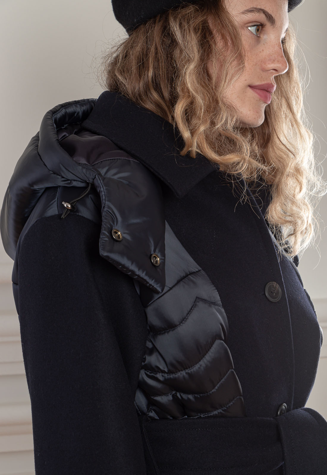 Комбинированное стеганое пальто Ферн